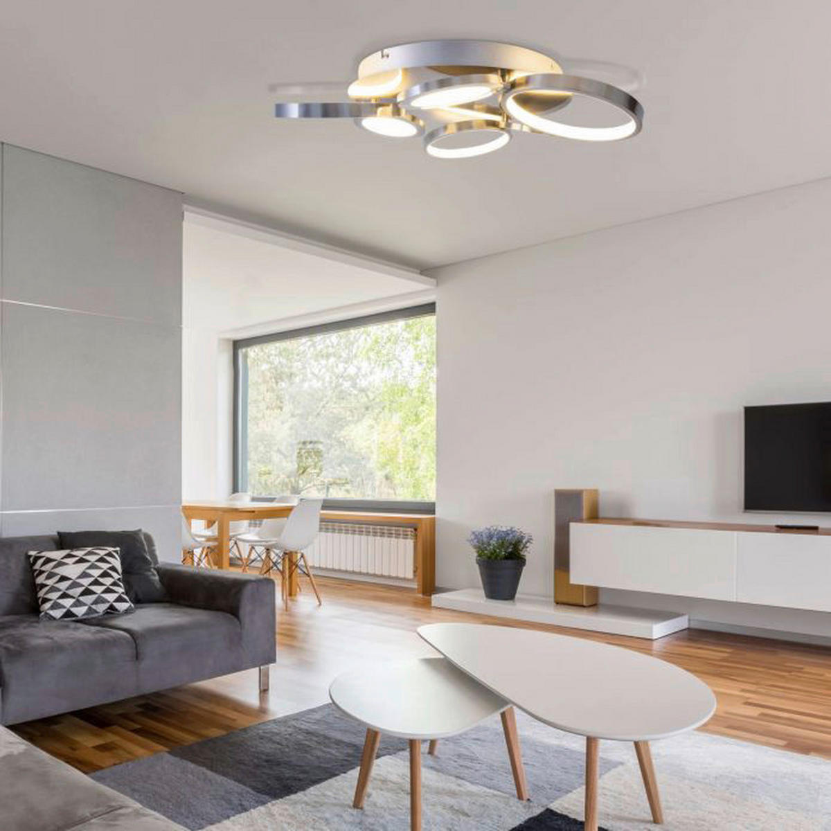 Näve Leuchten LED Deckenleuchte NV1363650 stahlfarbig Aluminium H/D: ca. 10x56 cm null 3 Brennstellen Stelari - stahlfarbig (56,00/10,00cm) - Näve Leuchten