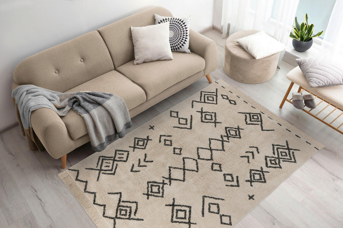 360Living Teppich Mylen schwarz B/L: ca. 160x230 cm Mylen - creme/schwarz (160,00/230,00cm) - 360Living