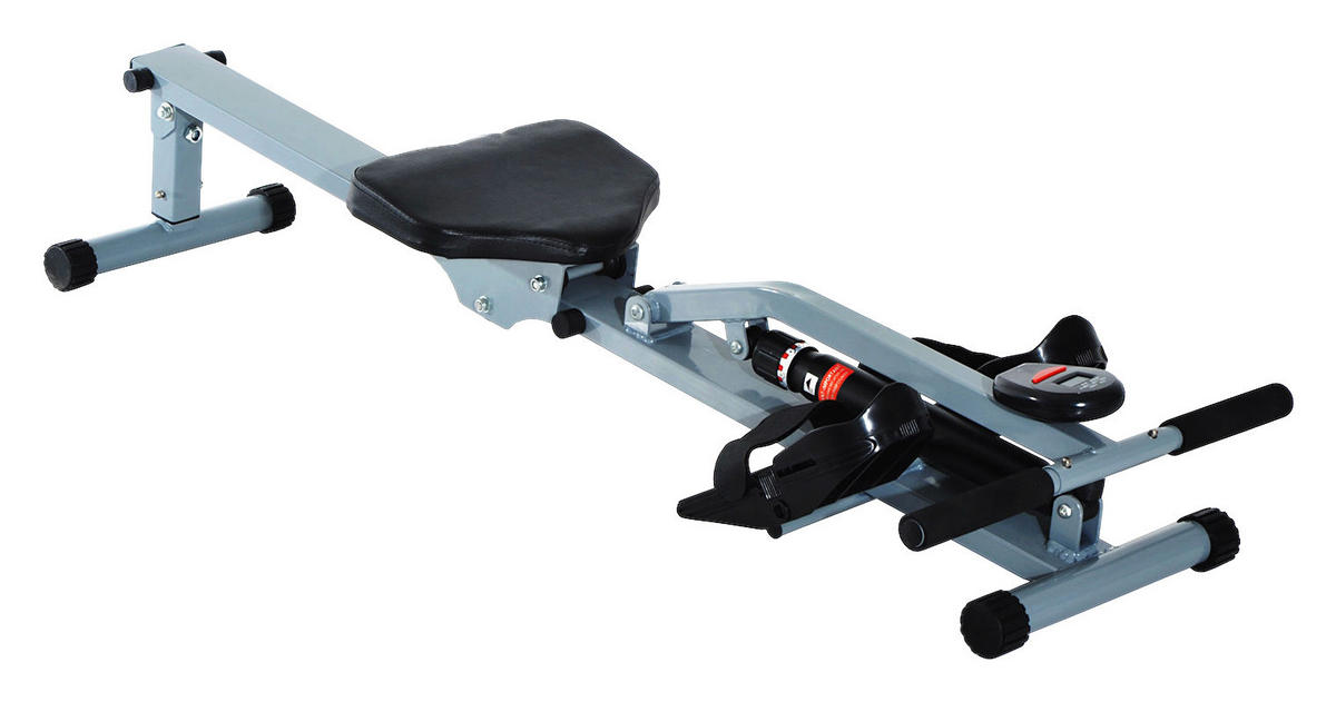 HOMCOM Ruderzugmaschine grauschwarz Stahl B/H/L: ca. 67,5x67x130 cm Ruderzugmaschine - grauschwarz (130,00/67,50/67,00cm) - HOMCOM
