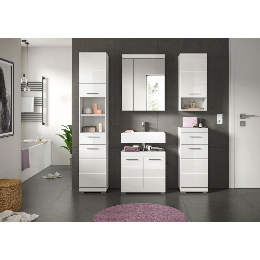 Thumbnail - Badezimmer-Set Scout weiß weiß Hochglanz B/H/T: ca. 164x191x34 cm