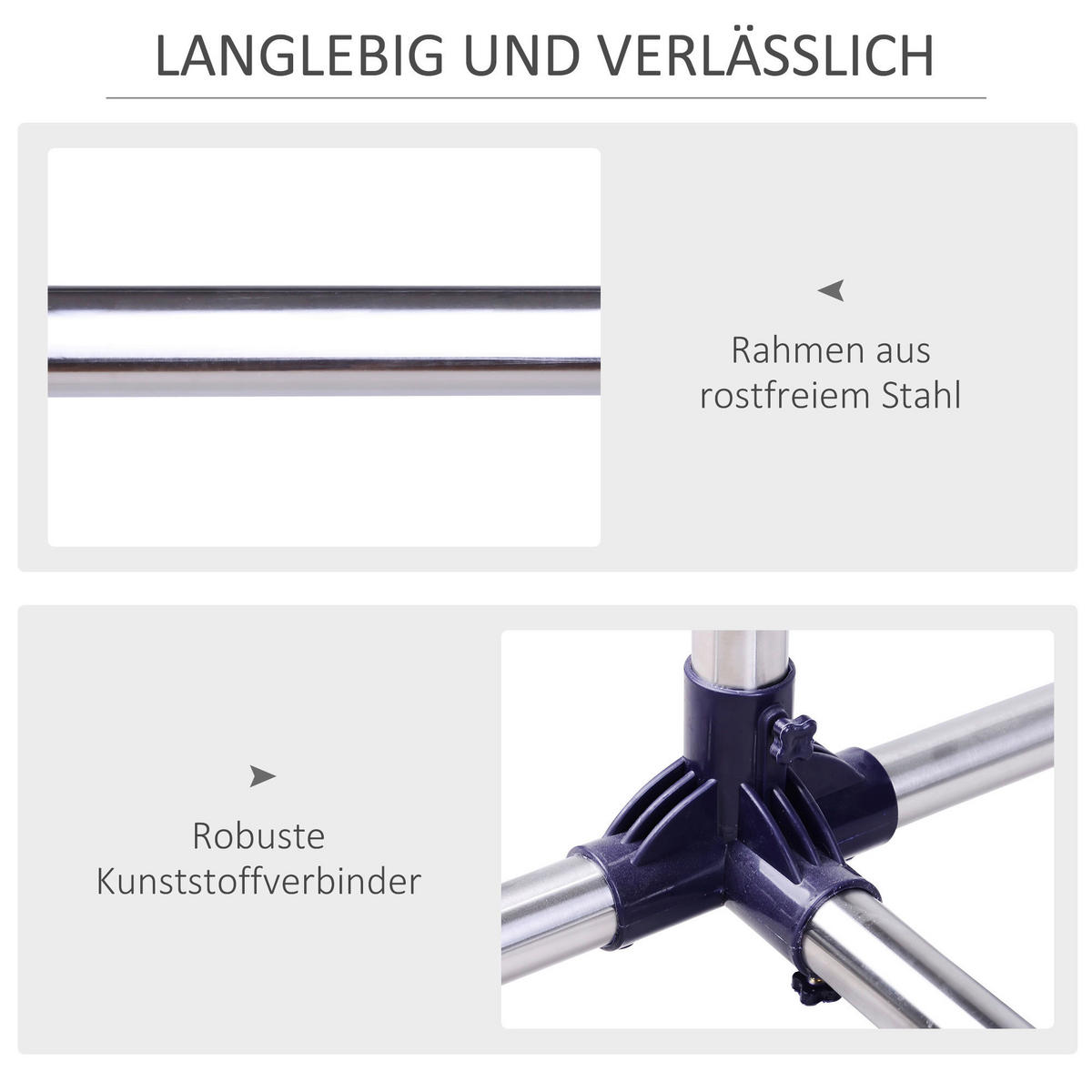 HOMCOM Garderobe silber Edelstahl B/H/L: ca. 45x86x95 cm Garderobenwagen - silber (95,00/45,00/86,00cm) - HOMCOM