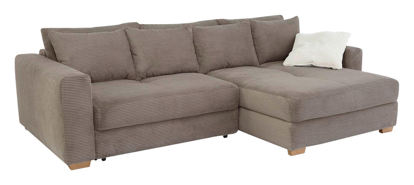 Funktionsecke beige Velourstoff B/H/T: ca. 288x86x186 cm Kampen_Funktionsecke - beige/Eiche (288,00/86,00/186,00cm)