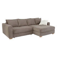 Funktionsecke beige Velourstoff B/H/T: ca. 288x86x186 cm Kampen_Funktionsecke - beige/Eiche (288,00/86,00/186,00cm)
