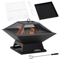 Outsunny Feuerstelle mit Grillrost Feuerstelle_mit_Grillrost - schwarz (45,00/45,00/34,00cm) - Outsunny