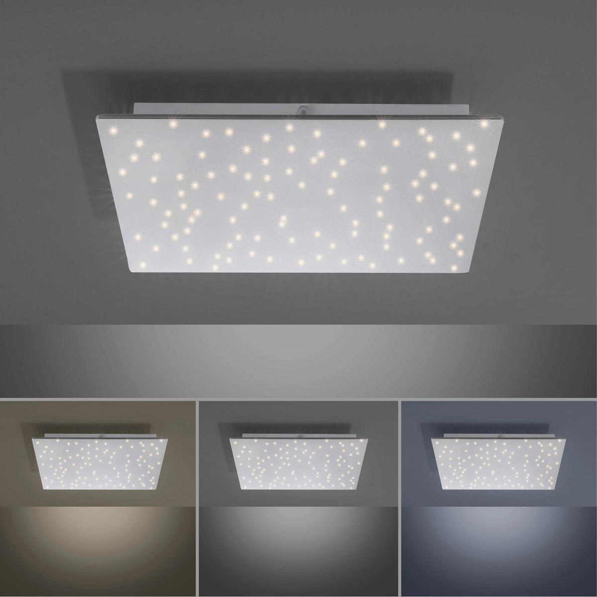 Just Light Deckenleuchte PN14671-55 Sparkle stahlfarbig Aluminium Stahl Kunststoff B/H/L: ca. 45x4x45 cm Sparkle - stahlfarbig (45,00/45,00/4,00cm) - Just Light