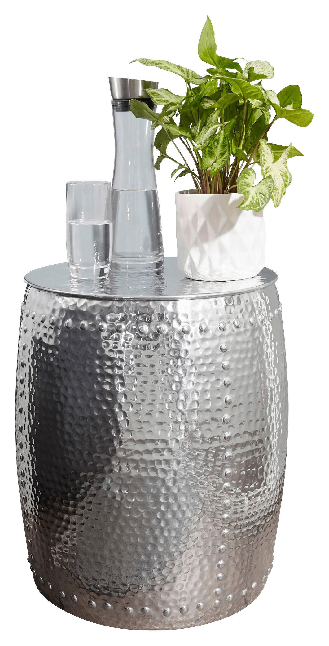 Beistelltisch silber Aluminium B/H/T: ca. 42x49x42 cm Beistelltisch - silber (42,00/49,00/42,00cm) - Wohnling