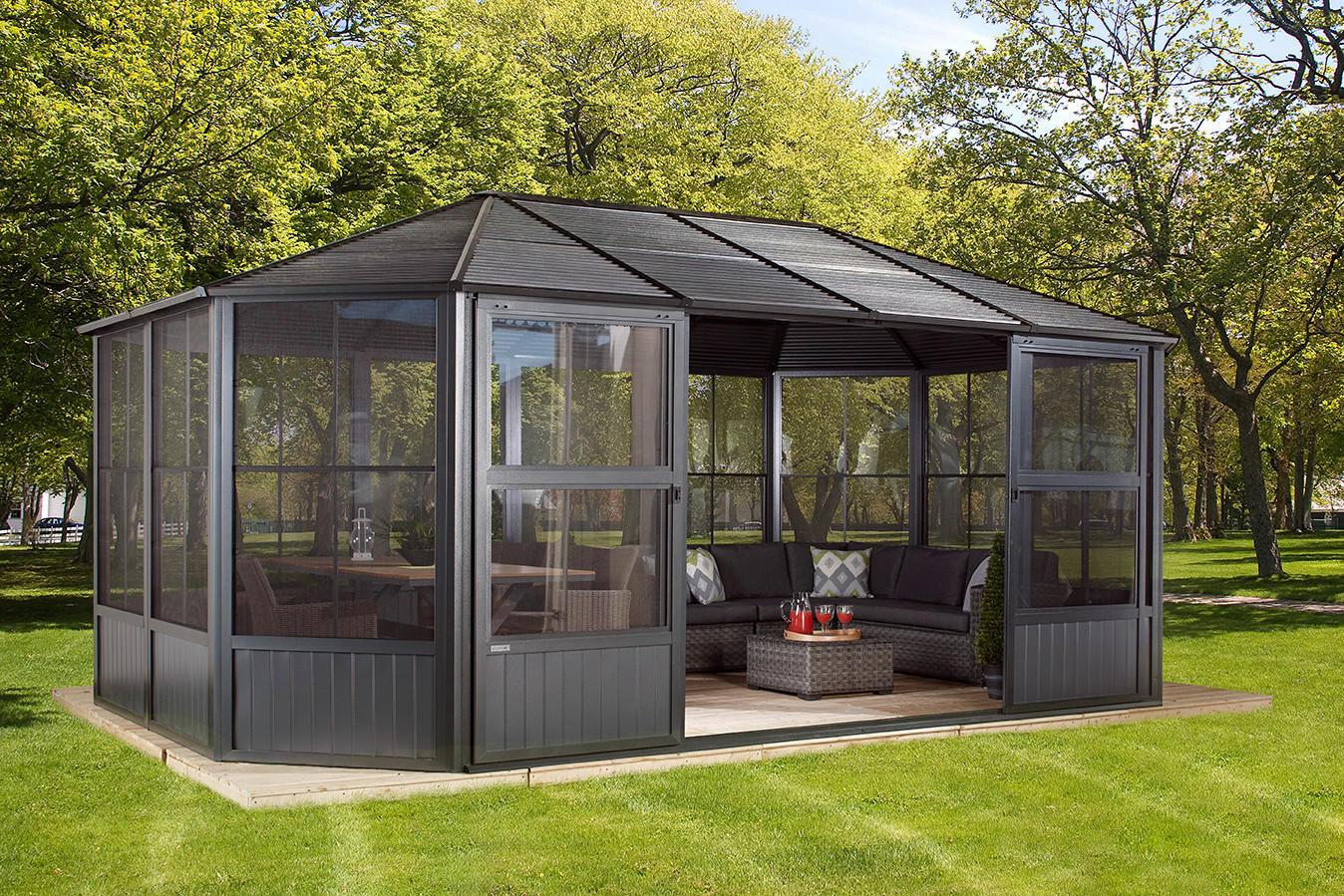 Sojag Kaltwintergarten Charleston anthrazit Aluminium B/H/T: ca. 594x281x384 cm Charleston - anthrazit (594,00/281,00/384,00cm) - Sojag