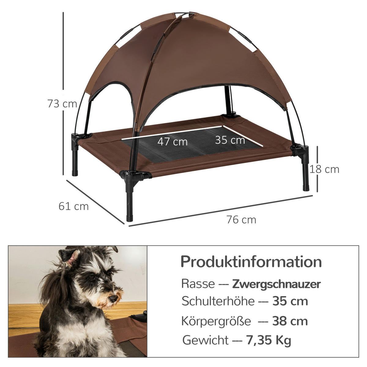 PawHut Hunde-Zubehör schwarz Polypropylen B/H/L: ca. 61x76x73 cm Hundebett - schwarz (73,00/61,00/76,00cm) - PawHut