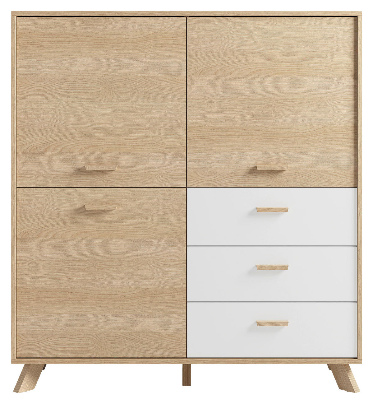 Highboard BASTIAN Eiche weiß B/H/T: ca. 120x131x36,5 cm BASTIAN - Eiche/weiß (120,00/131,00/36,50cm) - byLIVING