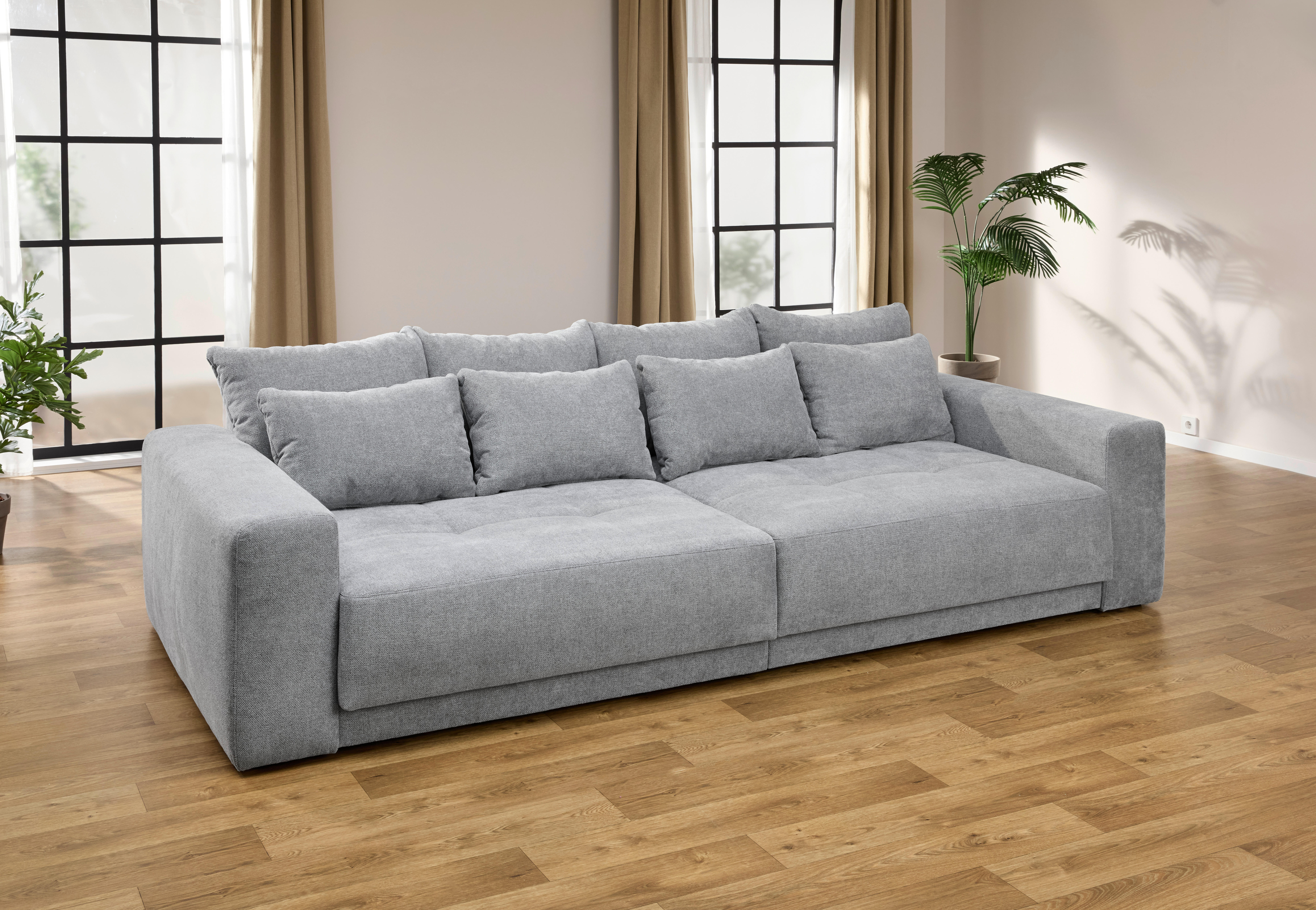 Big Sofa grau Microfaser B/H/T: ca. 297x84x137 cm California_Big-Sofa - schwarz/grau (297,00/84,00/137,00cm)