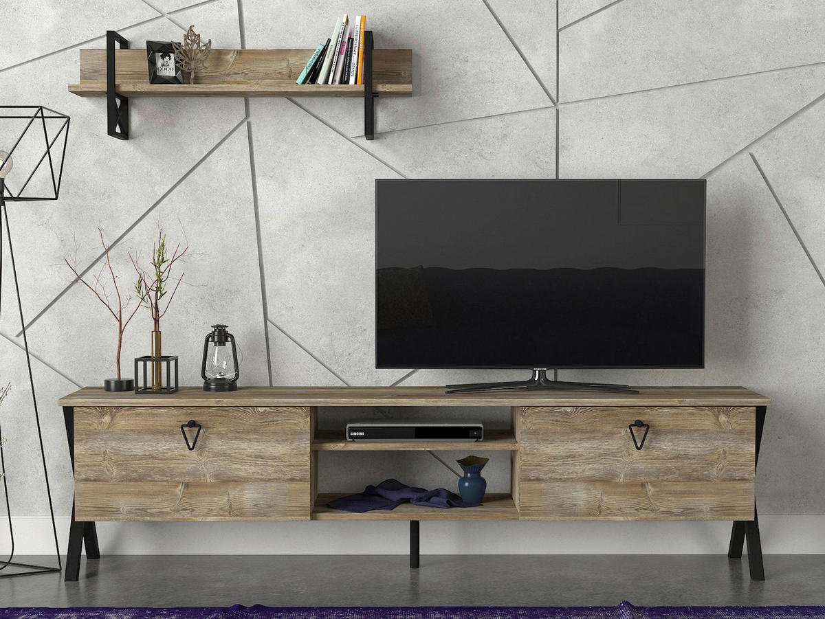 Wohnwand Zeth Eiche Nachbildung B/H/T: ca. 180x46,8x31,5 cm Zeth - Eiche (180,00/46,80/31,50cm) - moebel17