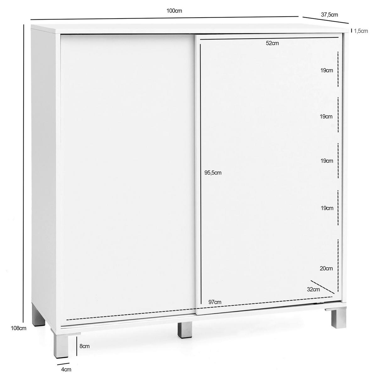 Schuhschrank weiß B/H/T: ca. 100x108x37,5 cm Schuhschrank - weiß (100,00/108,00/37,50cm) - Wohnling