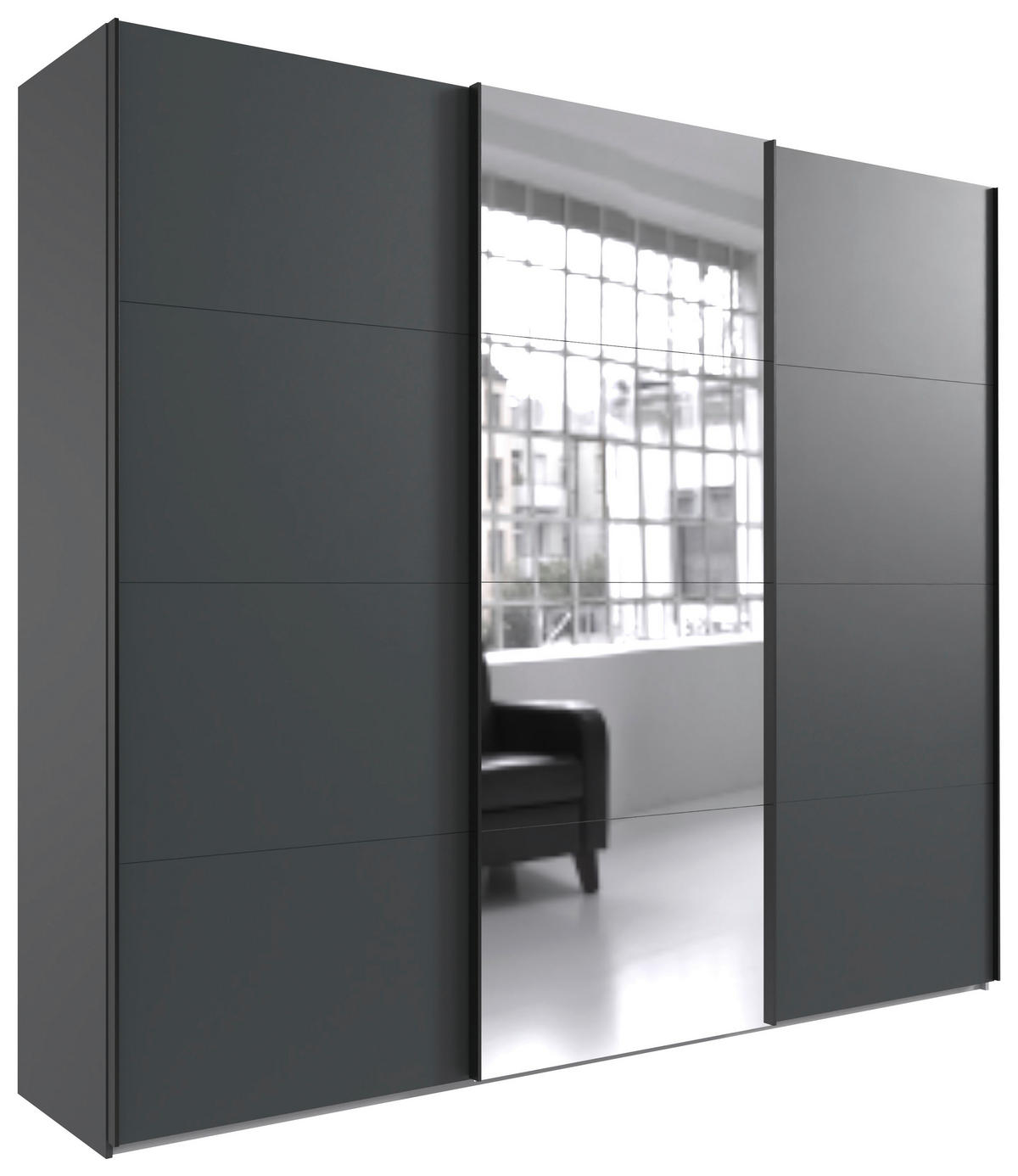 Schwebetürenschrank Graphit B/H/T: ca. 313x236x65 cm Easy_Plus_Schwebetürenschrank - schwarz/Graphit (313,00/236,00/65,00cm)