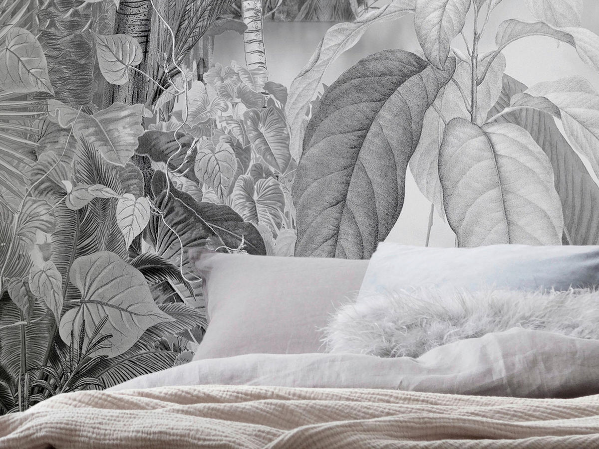 Komar Fototapete Lac Tropical Black & White B/L: ca. 200x270 cm Lac Tropical Black & White - (200,00/270,00cm) - Komar