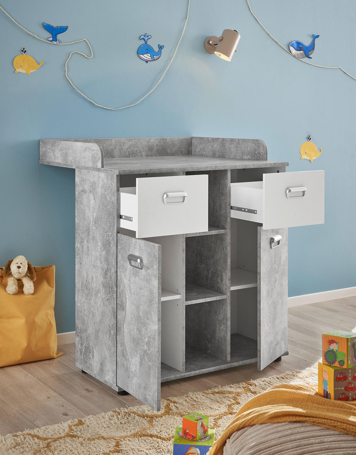 Wickelkommode Matino Beton weiß B/H/T: ca. 89x101x78 cm Matino - Beton/weiß (89,00/101,00/78,00cm)