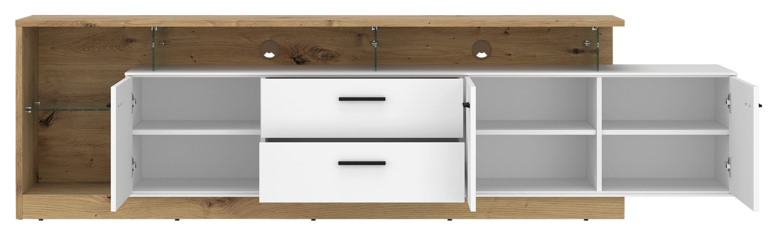 Thumbnail - TV-Lowboard Covelo Eiche Artisan Oak Nachbildung weiß B/H/T: ca. 236x66x40 cm