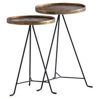 Beistelltisch 2er Set gold dunkel Optik Aluminium B/H/T: ca. 38x63x38 cm 2er Set - gold (38,00/63,00/38,00cm) - Wohnling