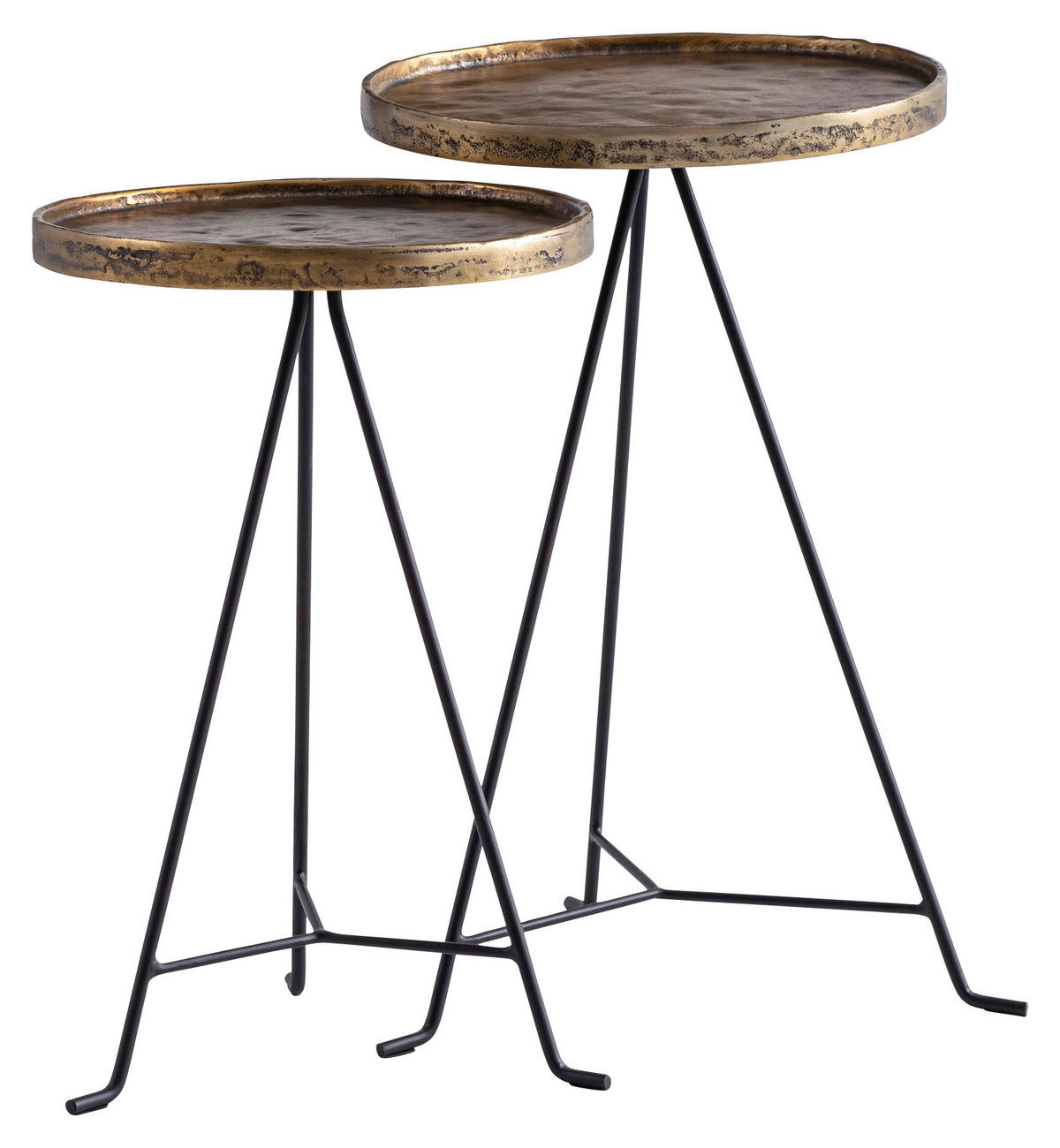 Beistelltisch 2er Set gold dunkel Optik Aluminium B/H/T: ca. 38x63x38 cm 2er Set - gold (38,00/63,00/38,00cm) - Wohnling