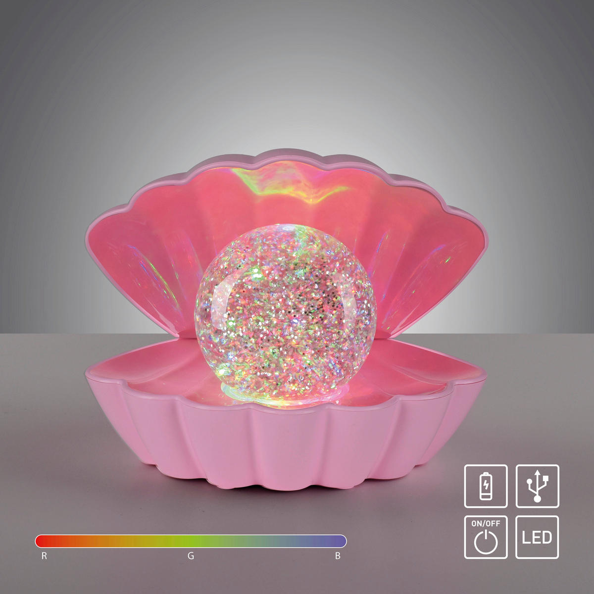 Just Light LED-Dekoleuchte rosa Kunststoff B/H/D: ca. 18x13x14,8 cm LED-Dekoleuchte_Muschel - rosa (14,80/13,00cm) - Just Light