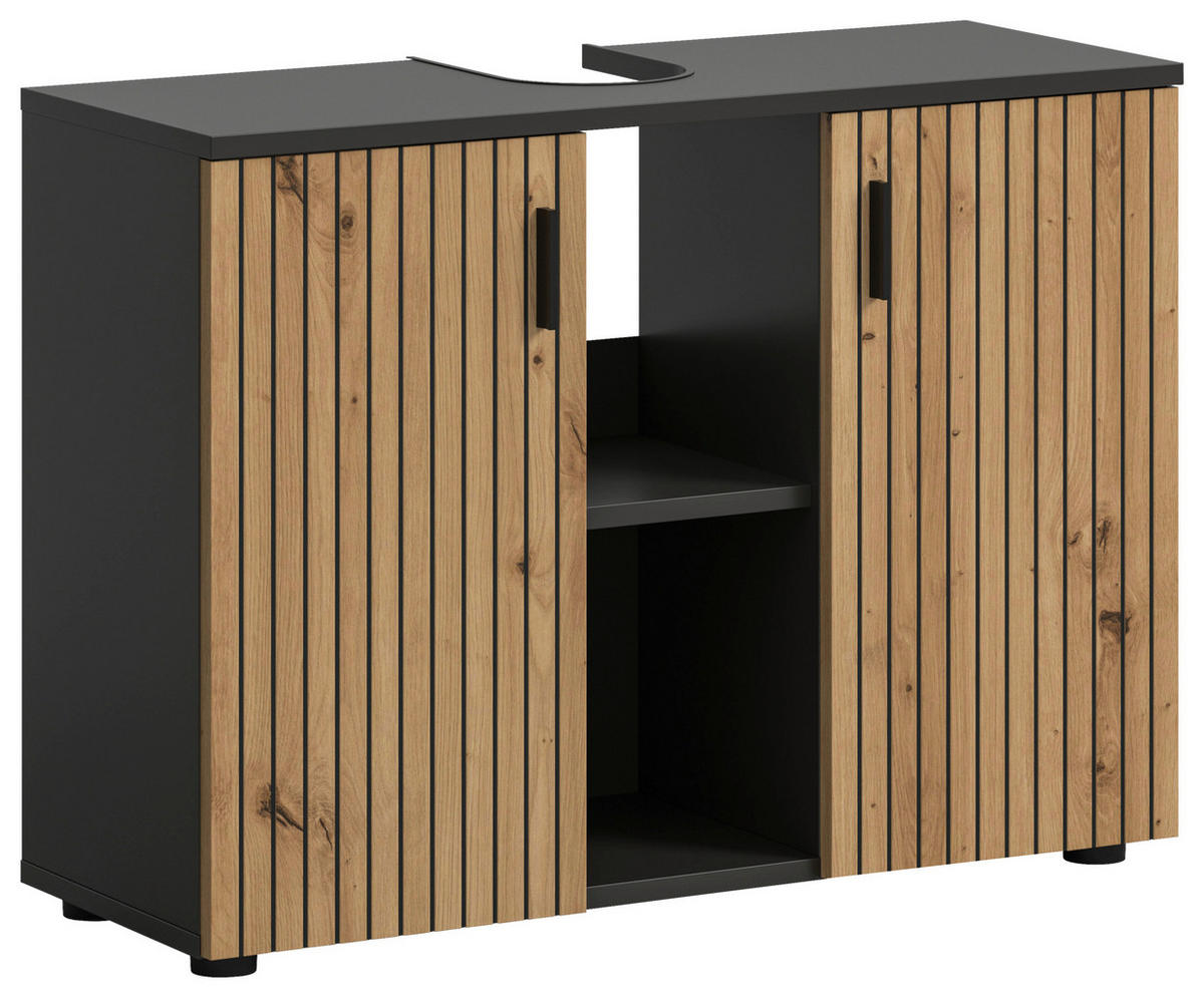 Waschbeckenunterschrank Mone Basalt Nachbildung Artisan Oak Nachbildung B/H/T: ca. 80x59x30 cm Mone - Basalt (80,00/59,00/30,00cm) - xonox.home