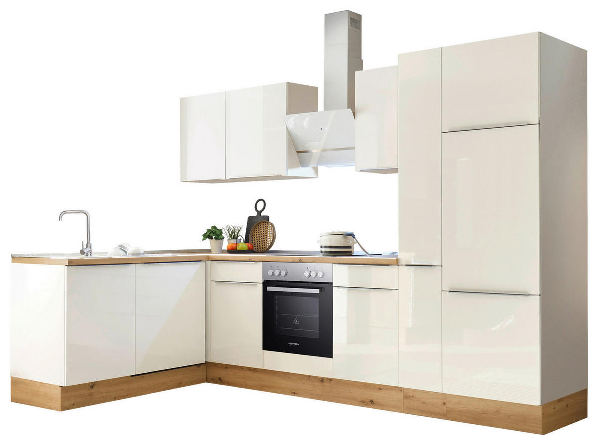 Respekta Winkelküche Marleen weiß Hochglanz B/H/T: ca. 310x211x170 cm Marleen - Eiche/weiß (310,00/211,00/170,00cm) - Respekta