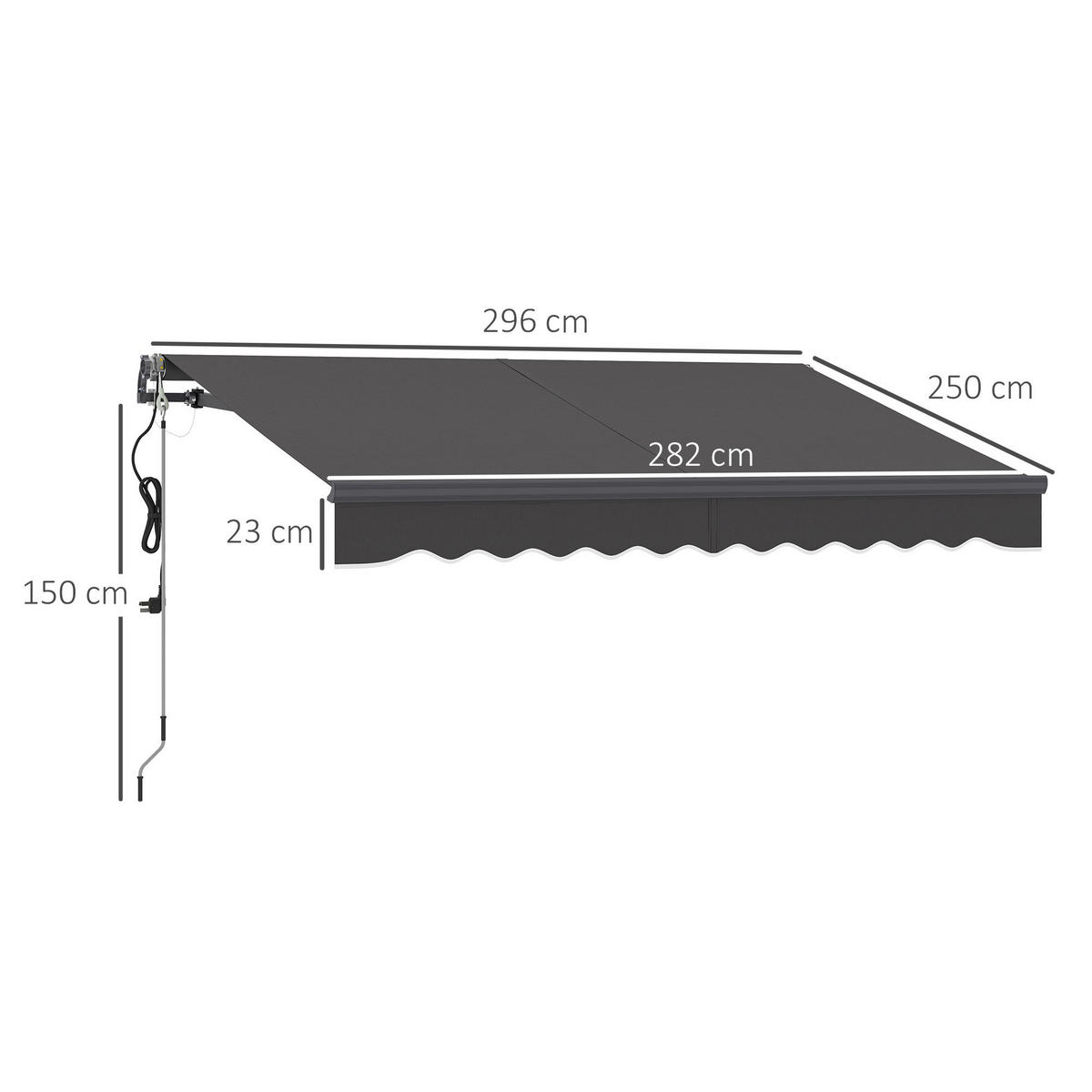 Outsunny Markise dunkelgrau B/H/L: ca. 250x150x296 cm Markise - dunkelgrau (296,00/250,00/150,00cm) - Outsunny