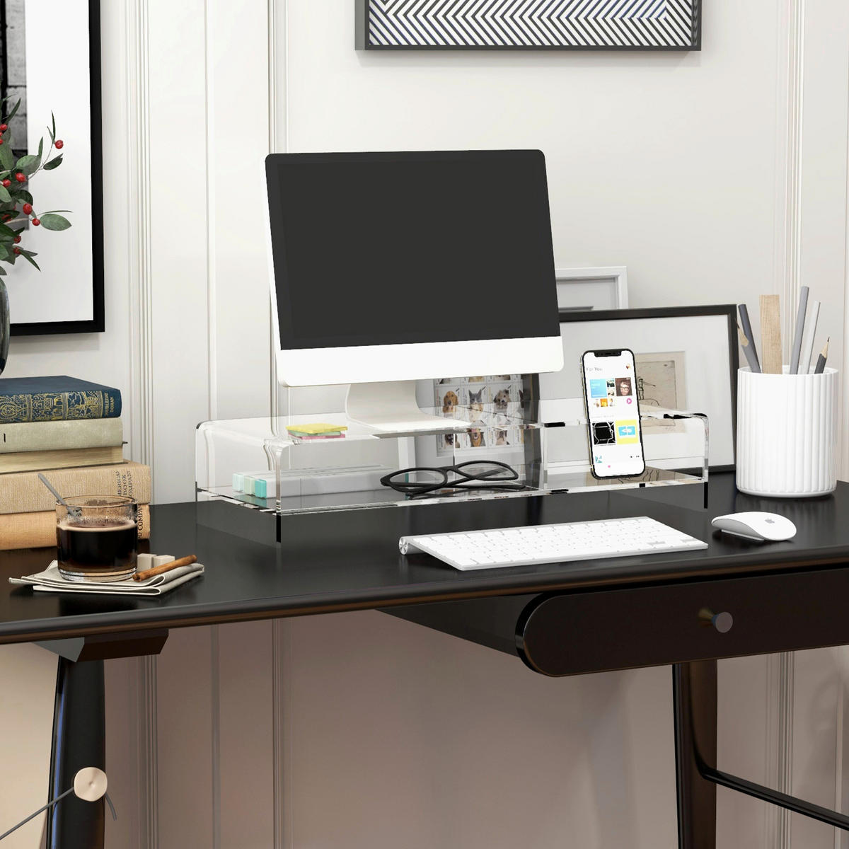 HOMCOM Monitorständer transparent Monitorständer - transparent (12,00/19,00/50,80cm) - HOMCOM