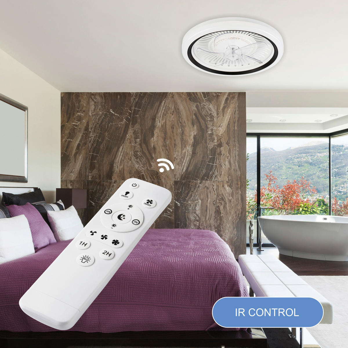 Lamkur LED-Deckenventilator FALCO 49908 schwarz weiß H/L: ca. 17x50 cm max. 40 W Falco - weiß/schwarz (50,00cm) - Lamkur