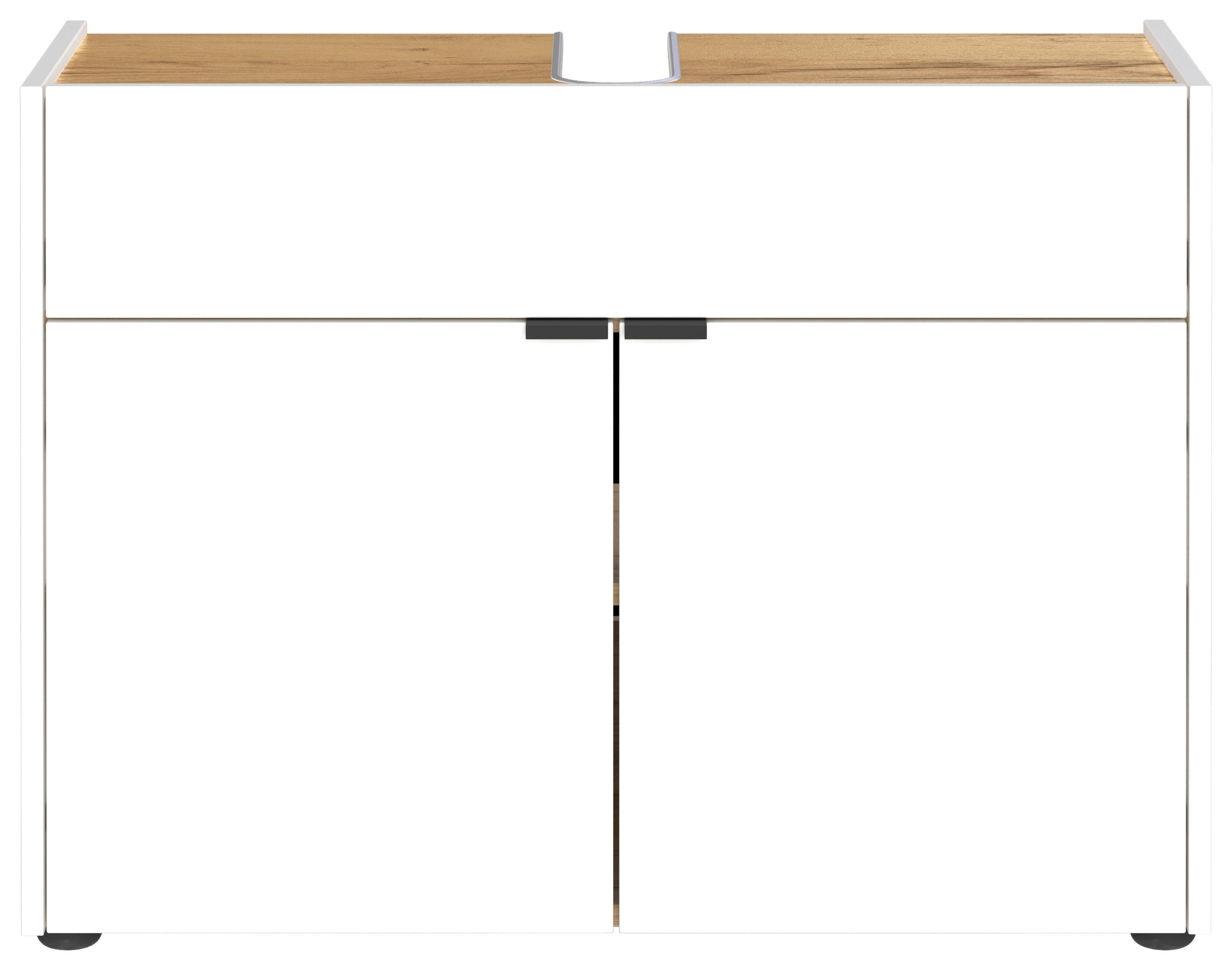 Waschbeckenunterschrank 4497-242 Eiche Navarra Nachbildung weiß B/H/T: ca. 80x60x34 cm 4497-242 - Eiche/weiß (80,00/60,00/34,00cm) - Germania