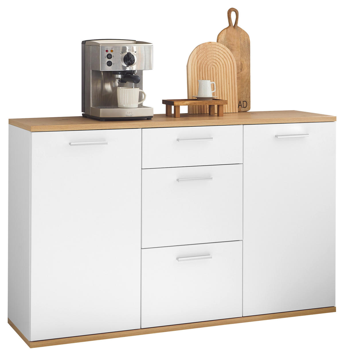 Kommode BC 1035 weiß Eiche Artisan Nachbildung B/H/T: ca. 135x86x38 cm BC 1035 - Eiche/weiß (135,00/86,00/38,00cm)