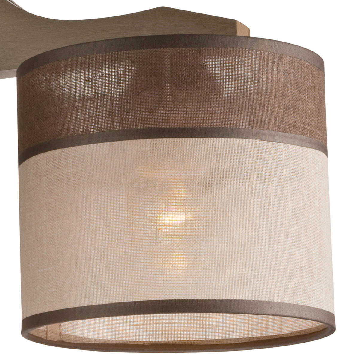 Lamkur Deckenleuchte ANDREA 27371 natur Holz Stoff Stahl H/L: ca. 23x40 cm E27 3 Brennstellen Andrea - natur (40,00cm) - Lamkur