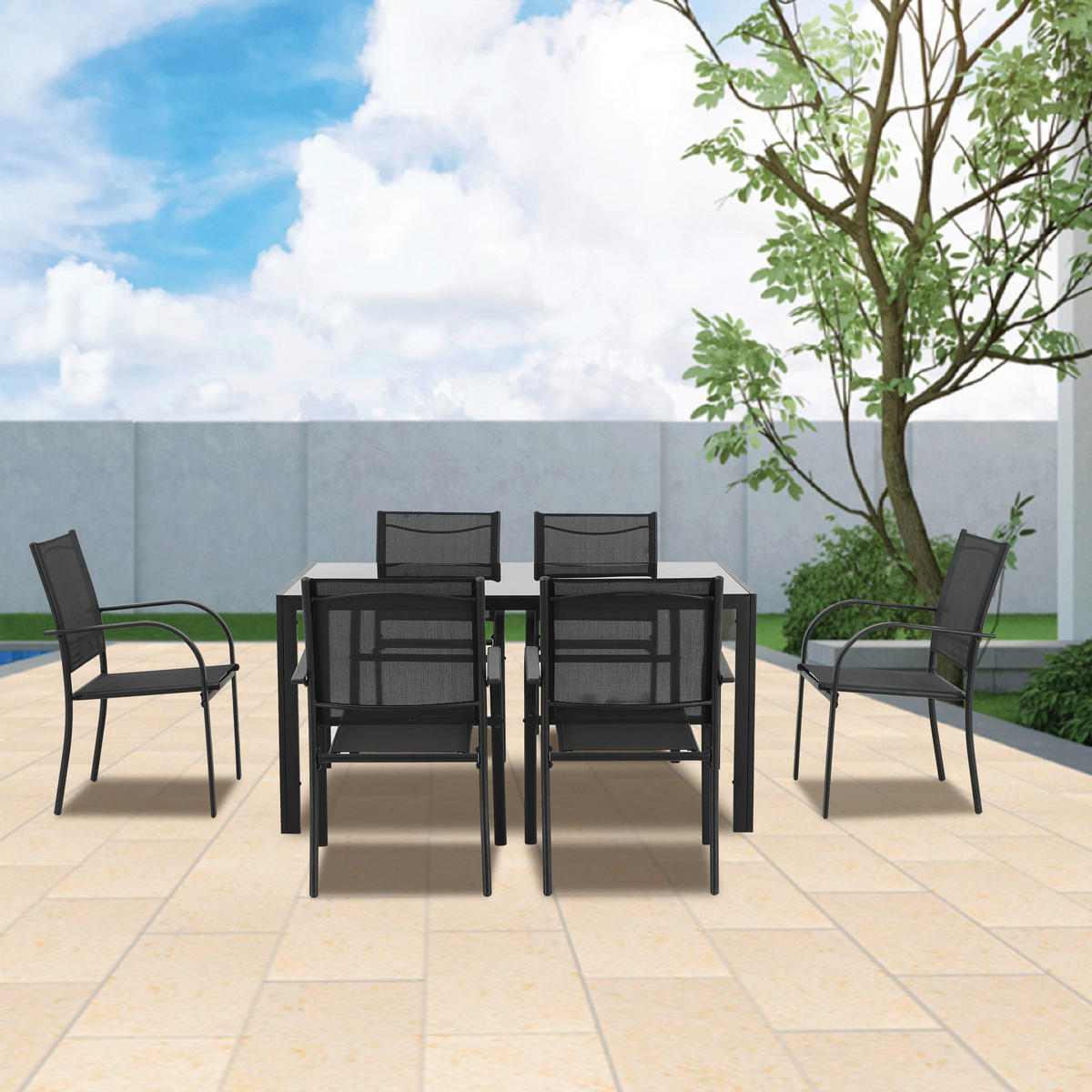 POCOline Gartensitzgruppe Marbella schwarz Stahl Marbella - schwarz - POCOline