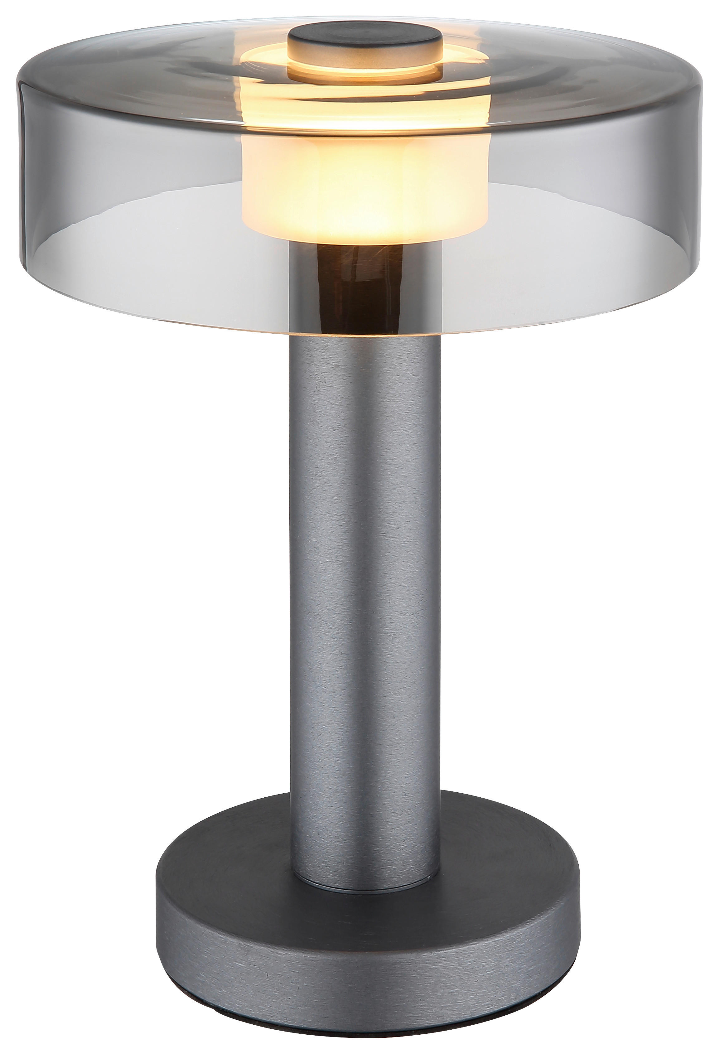 GLOBO Tischleuchte grau Aluminium Metall Glas H/D: ca. 31x22 cm 1 Brennstellen GRANT - grau (22,00/31,00cm) - GLOBO