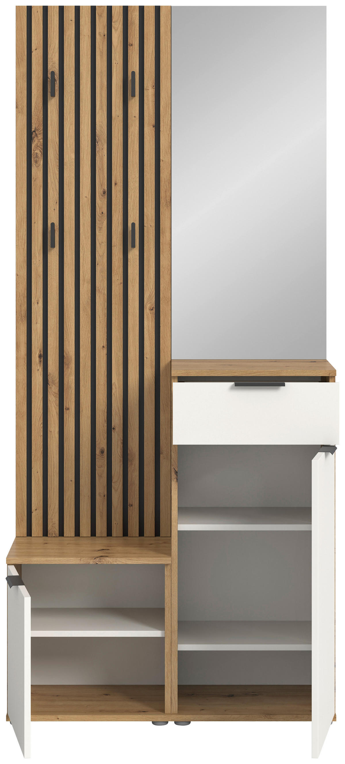 Garderobe Simple Eiche Artisan Nachbildung weiß B/H/T: ca. 88x195x35 cm Simple - Eiche/weiß (88,00/195,00/35,00cm)