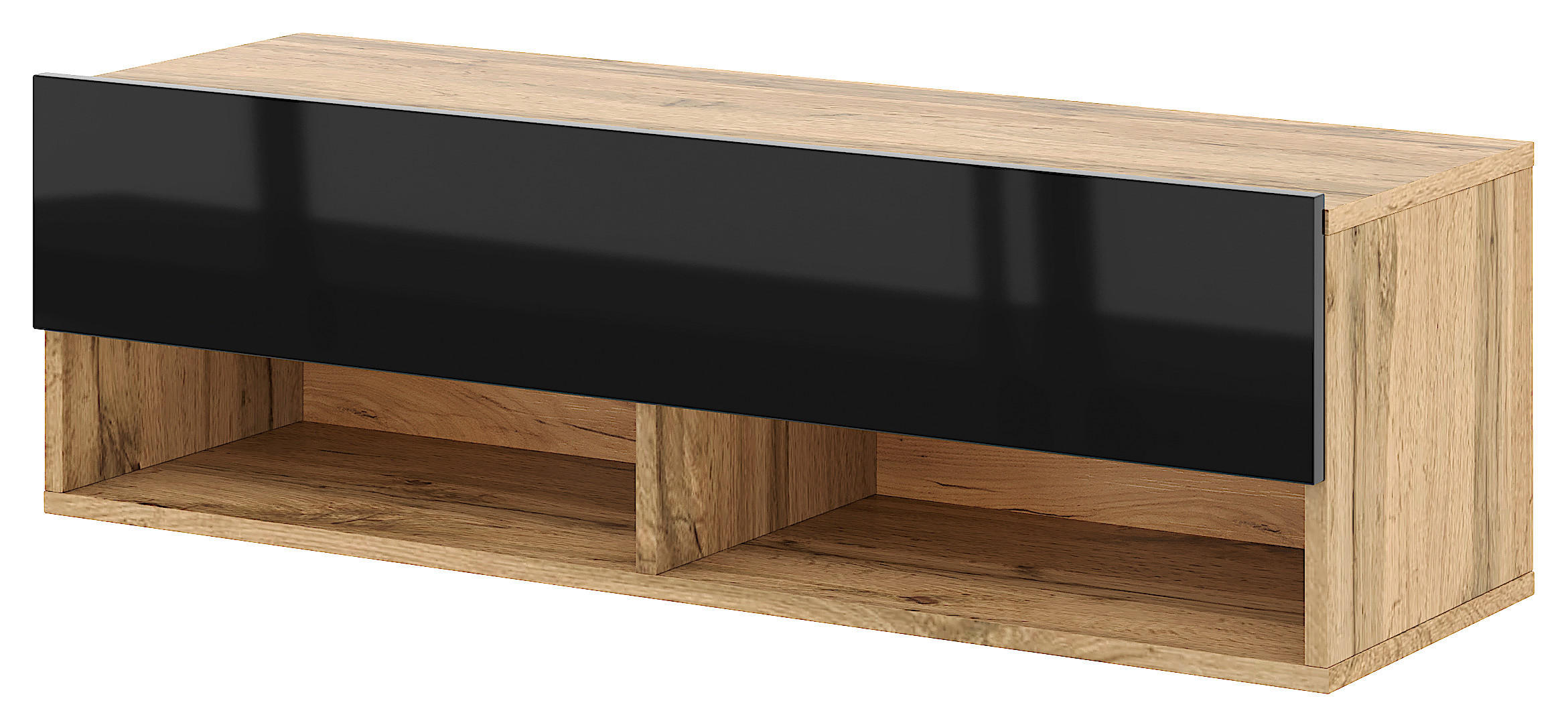 TV-Lowboard TV LOWBOARD DERBY 100 Eiche Wotan Nachbildung schwarz glänzend B/H/T: ca. 100x32,5x31,5 cm TV LOWBOARD DERBY 100 - Eiche/schwarz (100,00/32,50/31,50cm) - WIPMEB