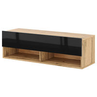 TV-Lowboard TV LOWBOARD DERBY 100 Eiche Wotan Nachbildung schwarz glänzend B/H/T: ca. 100x32,5x31,5 cm TV LOWBOARD DERBY 100 - Eiche/schwarz (100,00/32,50/31,50cm) - WIPMEB