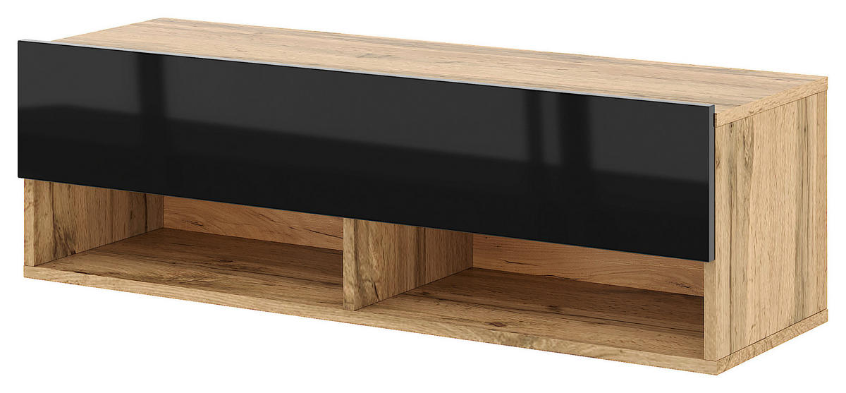 TV-Lowboard TV LOWBOARD DERBY 100 Eiche Wotan Nachbildung schwarz glänzend B/H/T: ca. 100x32,5x31,5 cm TV LOWBOARD DERBY 100 - Eiche/schwarz (100,00/32,50/31,50cm) - WIPMEB