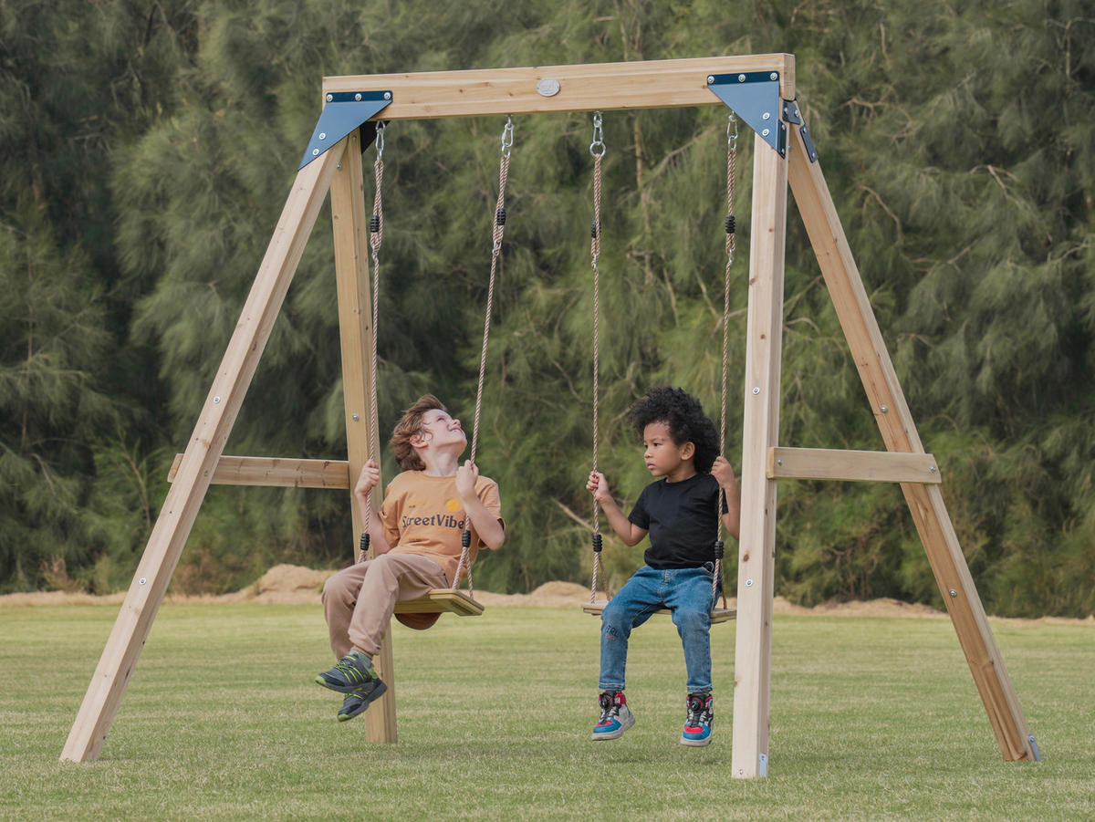 AXI Doppelschaukel Yuna braun B/H/L: ca. 224x208x186 cm Yuna - blau/braun (186,00/224,00/208,00cm) - AXI