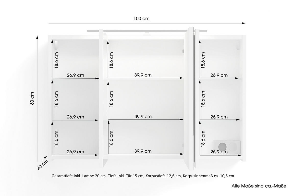 Spiegelschrank SPREE anthrazit B/H/T: ca. 100x60x15 cm SPREE - anthrazit (100,00/60,00/15,00cm) - byLIVING