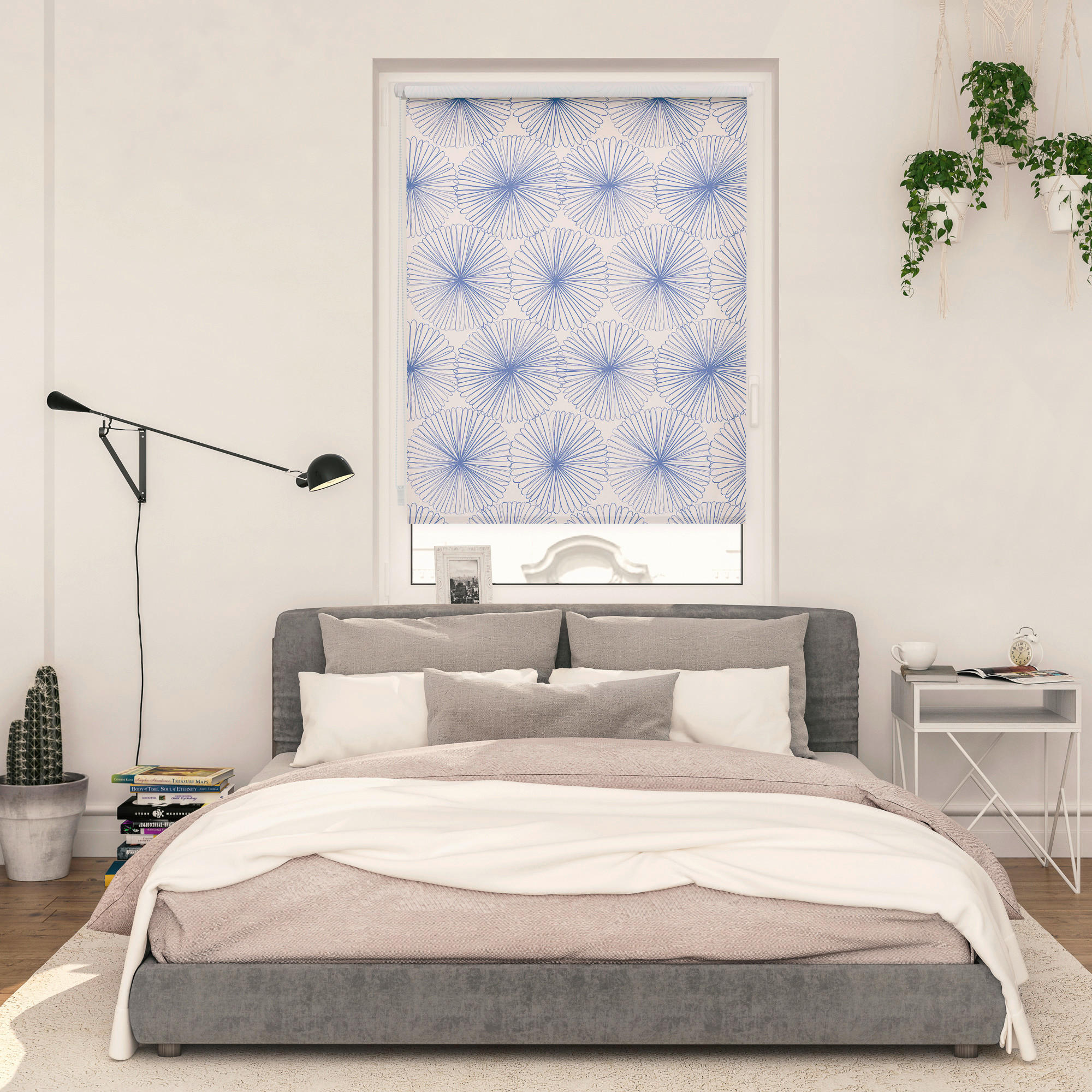 LICHTBLICK Verdunkelungsrollo Flower Wheel blau B/L: ca. 80x150 cm Flower Wheel - blau (80,00/150,00cm) - LICHTBLICK