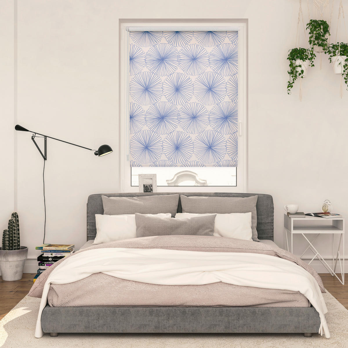 LICHTBLICK Verdunkelungsrollo Flower Wheel blau B/L: ca. 80x150 cm Flower Wheel - blau (80,00/150,00cm) - LICHTBLICK