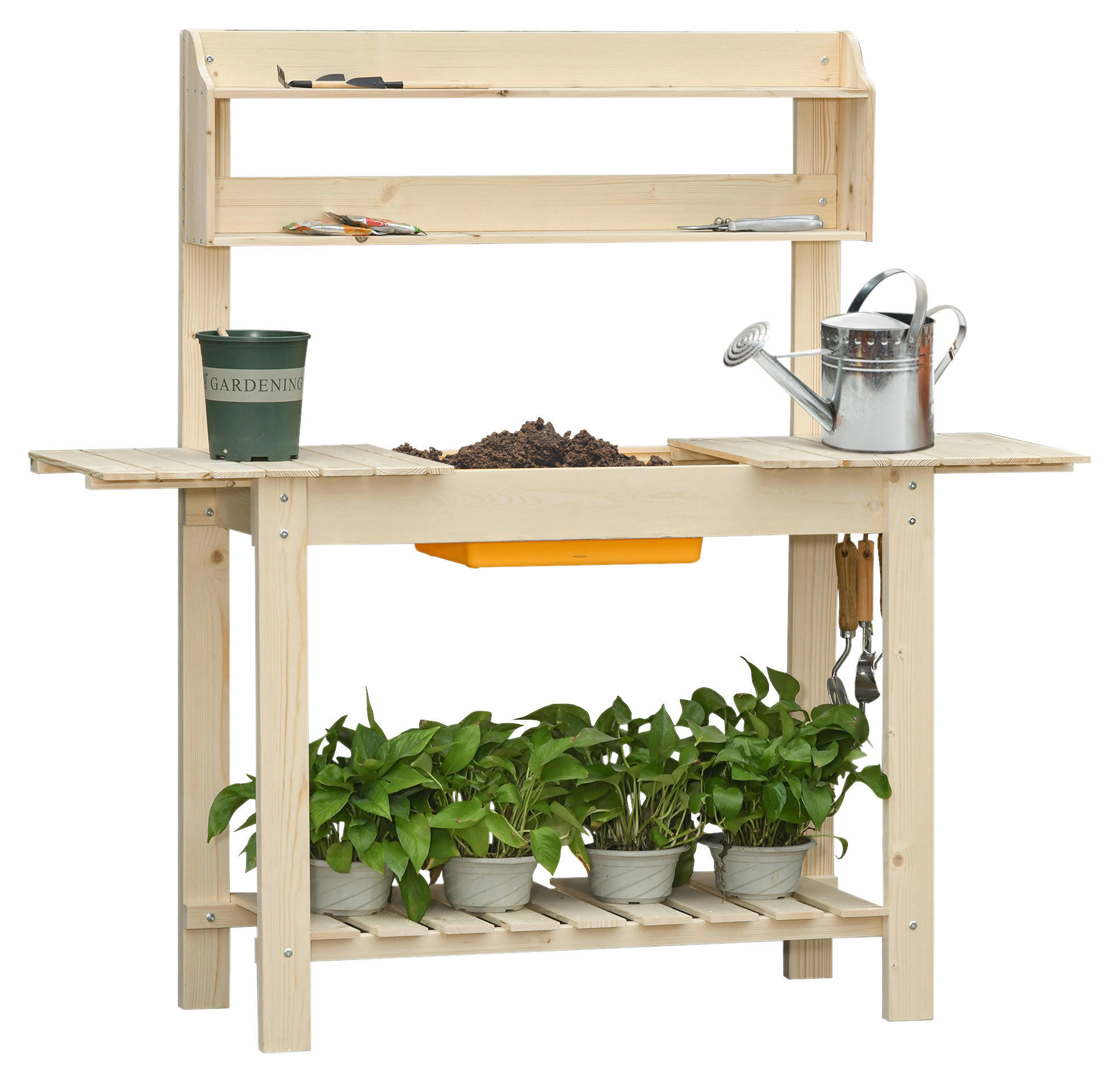 Outsunny Pflanztisch natur B/H/L: ca. 40x140x100 cm Pflanztisch - natur (100,00/40,00/140,00cm) - Outsunny