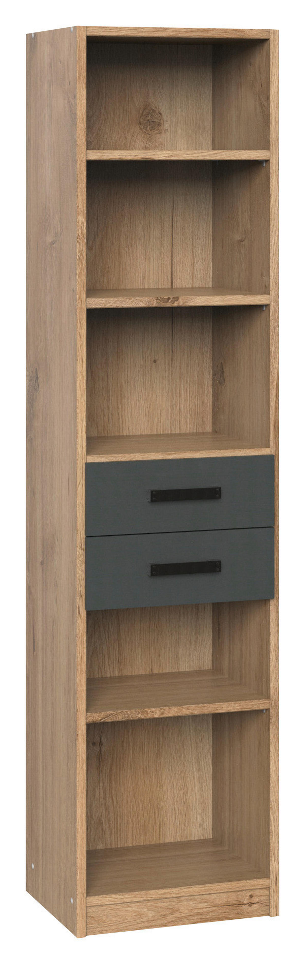 Regal Liverpool Plankeneiche Nachbildung Graphit B/H/T: ca. 47x198x38 cm Liverpool - Graphit (47,00/198,00/38,00cm)