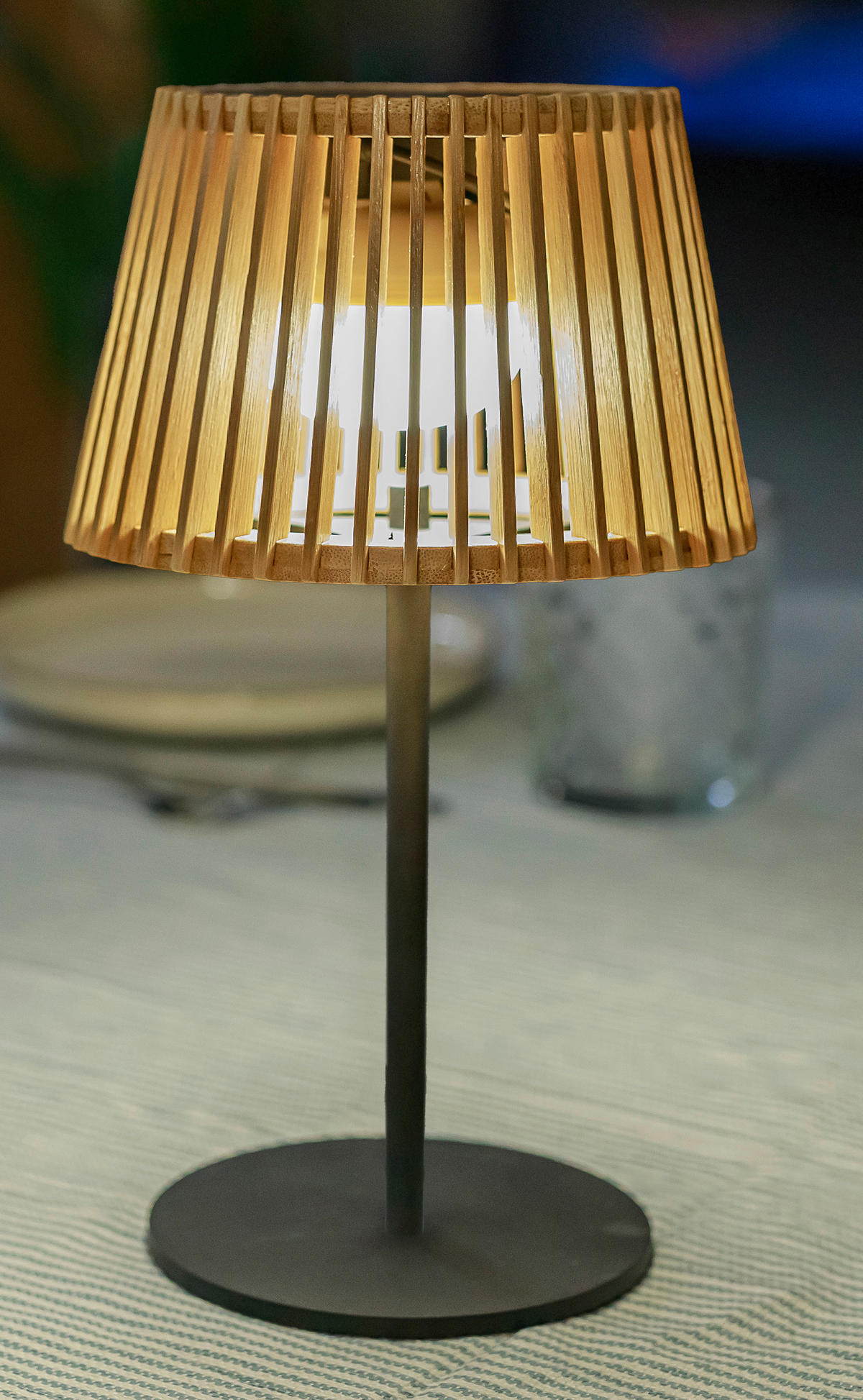 NewGarden LED-Tischleuchte braun Holz Metall B/H/L: ca. 16x36x16 cm 1 Brennstellen OKINAWA - braun (16,00/16,00/36,00cm) - NewGarden
