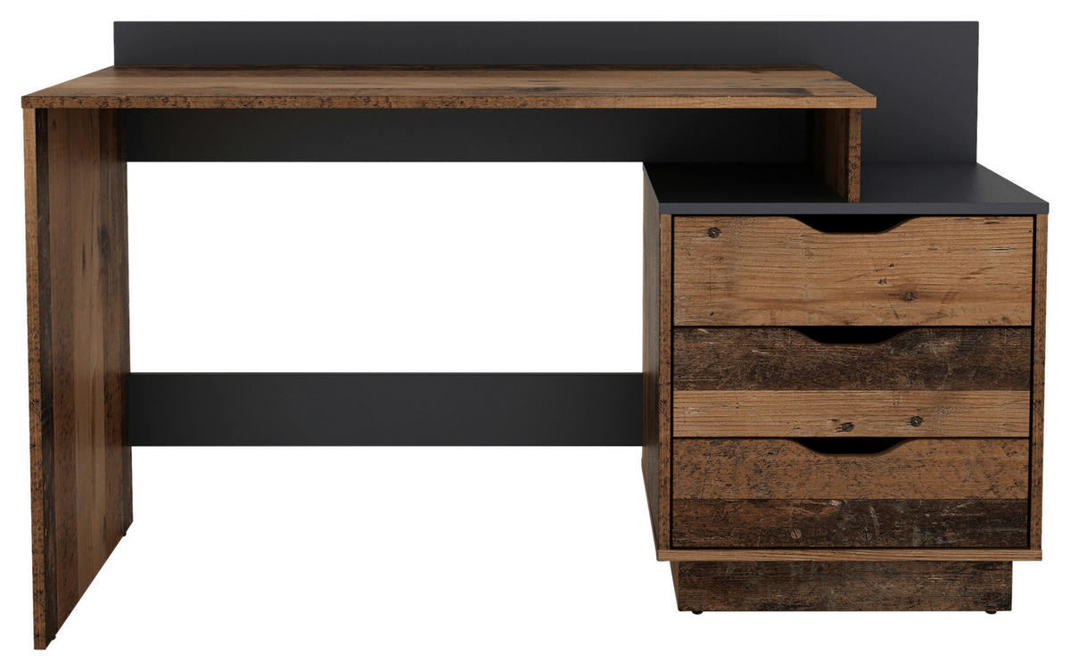 Schreibtisch BELFAST Eiche Old Wood Nachbildung anthrazit B/H/T: ca. 138x83,5x51,5 cm BELFAST - Eiche/anthrazit (138,00/83,50/51,50cm) - byLIVING