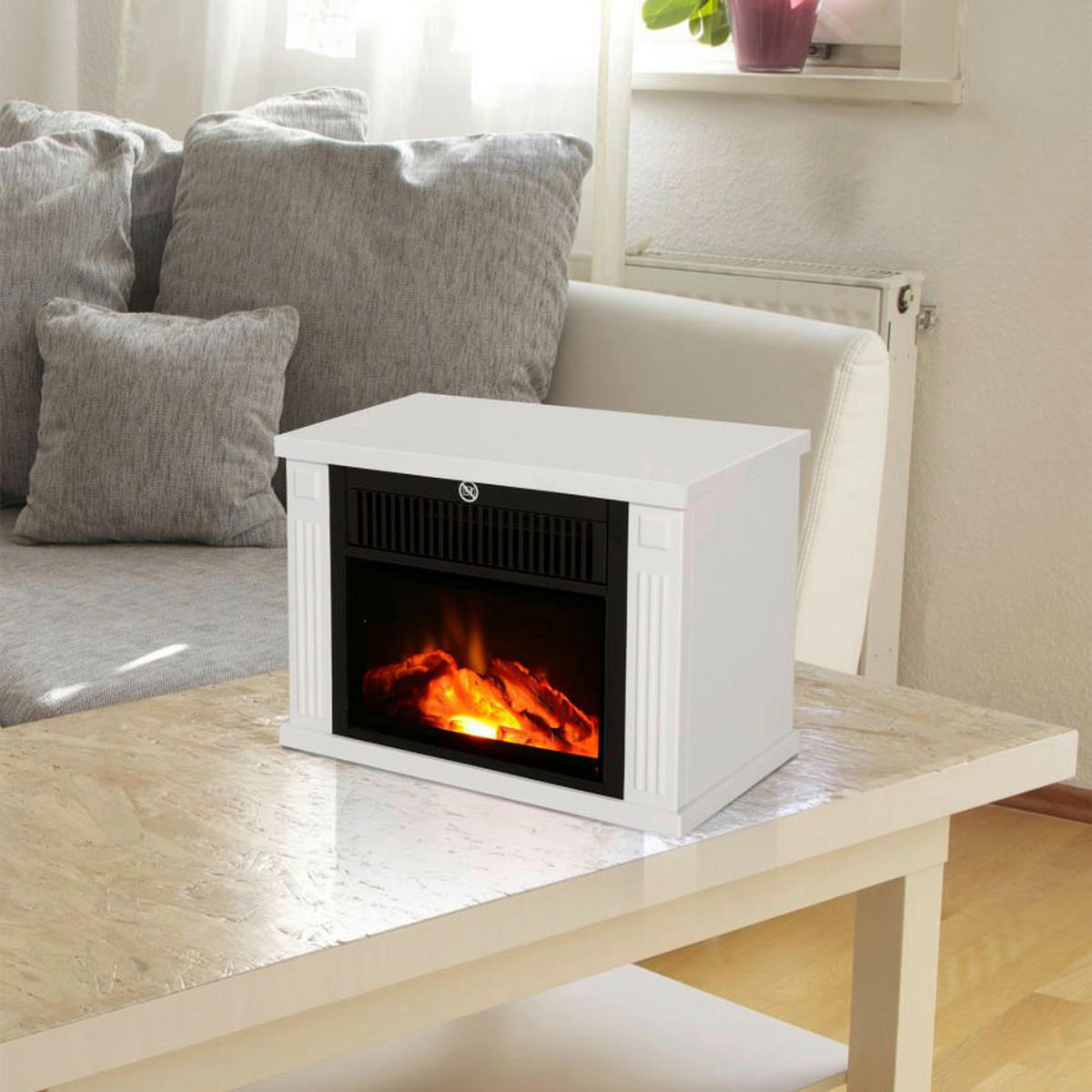 HOMCOM Elektrischer-Kamin 820-050WT weiß B/H/T: ca. 34x25x17 cm ca. 1200 W Elektrokamin 820-050WT - weiß (34,00/25,00/17,00cm) - HOMCOM