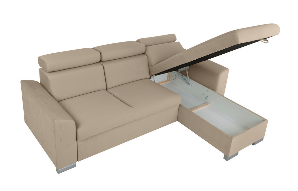 Ecksofa Evia braun Microfaser B/H/T: ca. 243x85x186 cm Evia - braun/silber (243,00/85,00/186,00cm)
