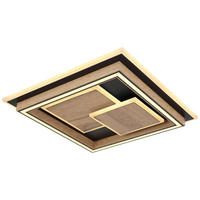 GLOBO LED-Deckenleuchte 67325-32 mattschwarz dunkelbraun MDF Metall Acryl B/H/T: ca. 41x7,6x41 cm LAGERTA - dunkelbraun/mattschwarz (41,00/7,60/41,00cm) - GLOBO