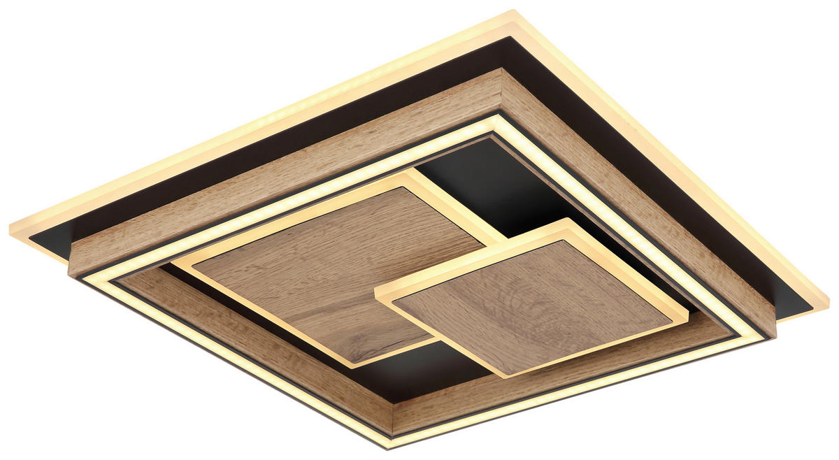 GLOBO LED-Deckenleuchte 67325-32 mattschwarz dunkelbraun MDF Metall Acryl B/H/T: ca. 41x7,6x41 cm LAGERTA - dunkelbraun/mattschwarz (41,00/7,60/41,00cm) - GLOBO