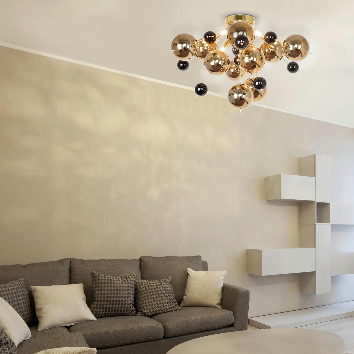 Näve Leuchten Deckenleuchte 1085158 gold Glas Metall B/H/T: ca. 57x38x57 cm G9 6 Brennstellen Explosion - gold (57,00/38,00/57,00cm) - Näve Leuchten